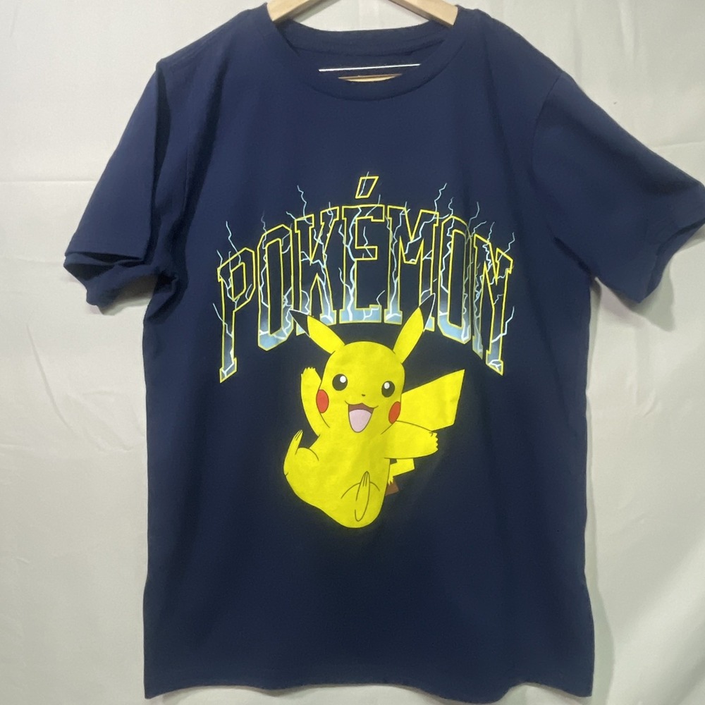Pokémon Pikachu Lightning Navy Blue Graphic T-Shirt Youth Size XL Nintendo